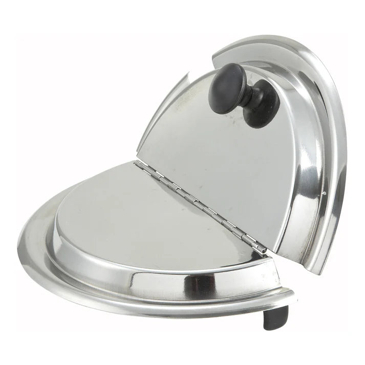 Winco Hinged Inset Cover for 11 Qt Containers with Handle, Stainless Steel