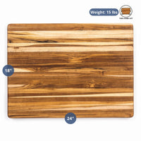 Teakhaus 24" x 18" x 1.5" Traditional Teakwood Cutting Board with Handgrips