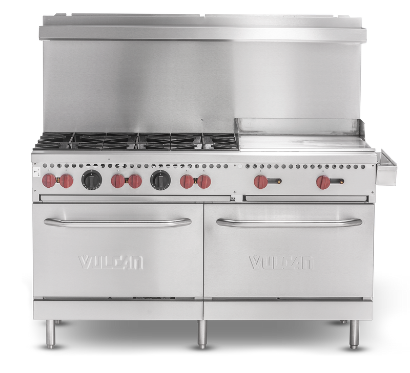 Vulcan SX60F-6B24G 60" 6-Burner Range with 24" Griddle and 2 Standard Ovens, Natural Gas