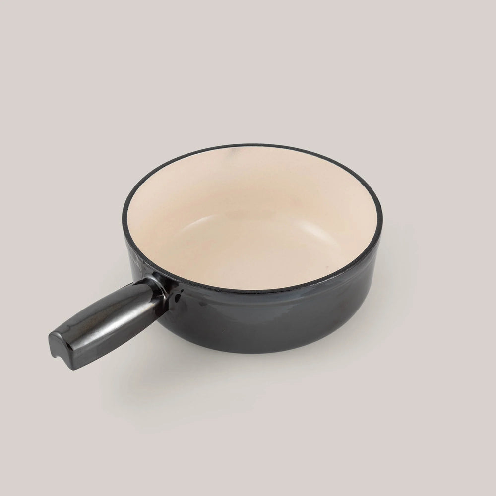 Swissmar Lugano 9 Piece Cast Iron Fondue Set, Metallic Black