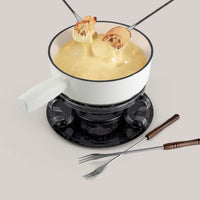 Swissmar Lugano 9-Piece Cast Iron Fondue Set, Matte White