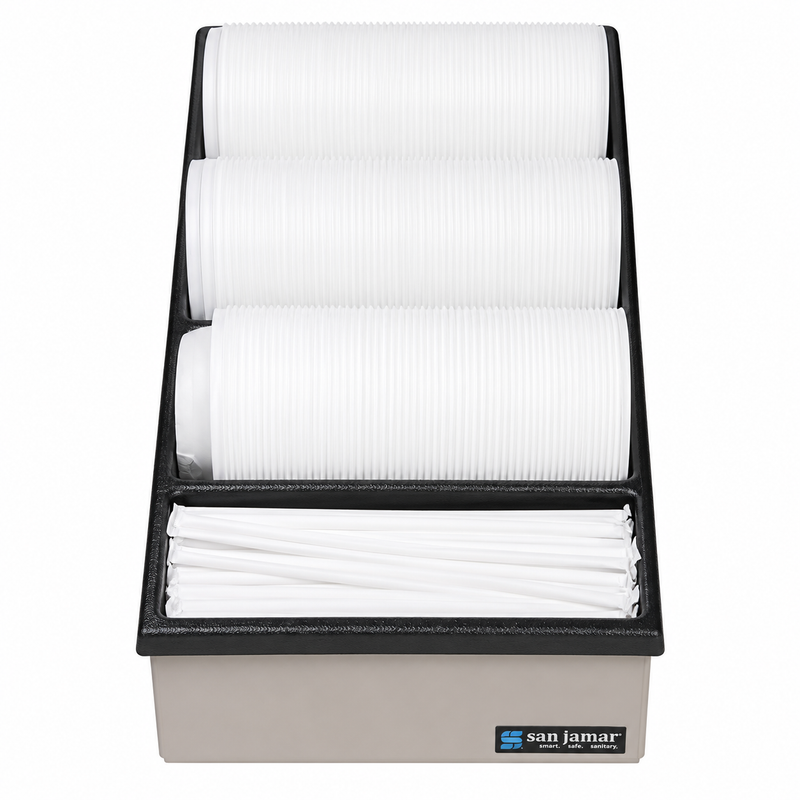 San Jamar Narrow Lid & Straw Organizer with 1 Straw Row & 3 Lid Rows