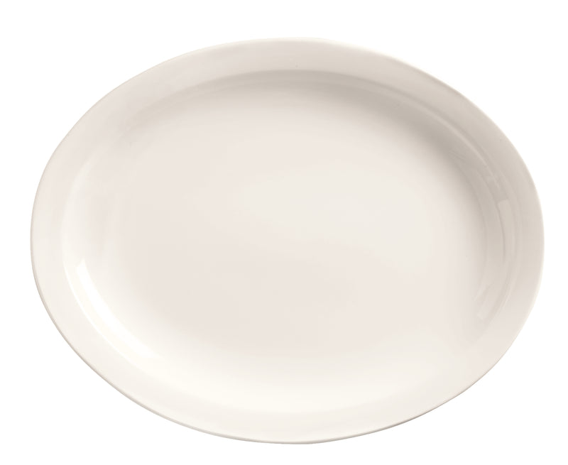 Libbey Porcelana 9.75" x 7.4" Oval Narrow Rim Plate, White 24 /Case