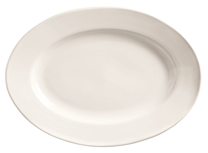 Libbey Porcelana 15.5" x 10.5" Oval Wide Rim Plate, White, 6 /Case