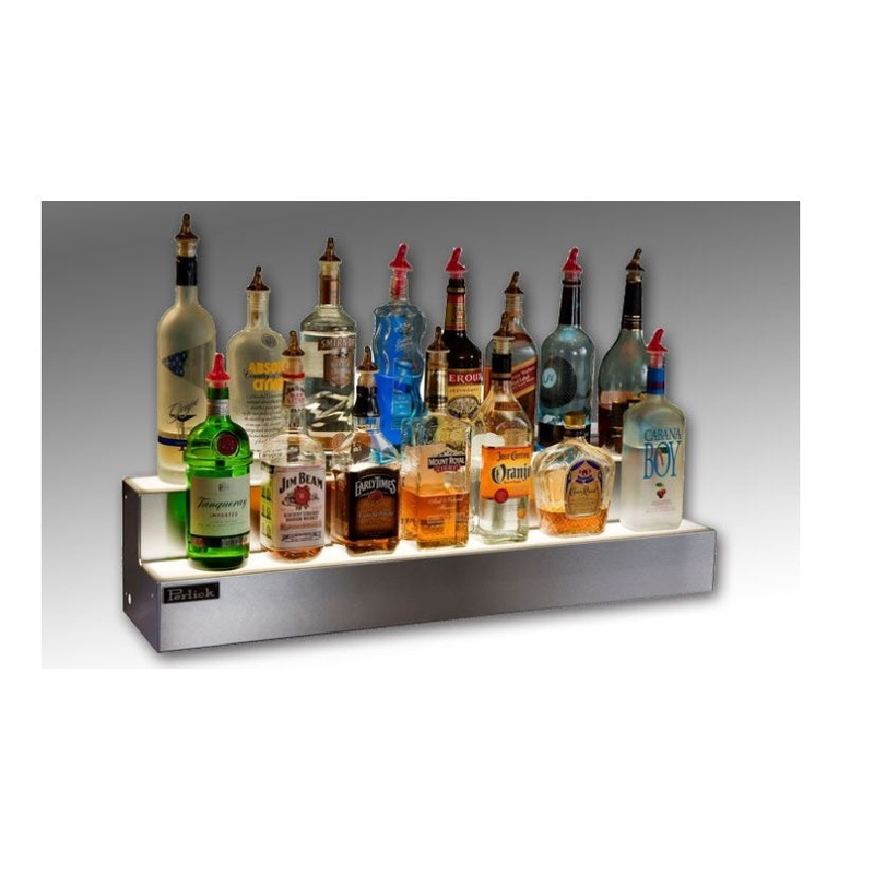 Perlick 48" 2-Tier Lighted Liquor Bottle Display with White LED Lighting, Left End