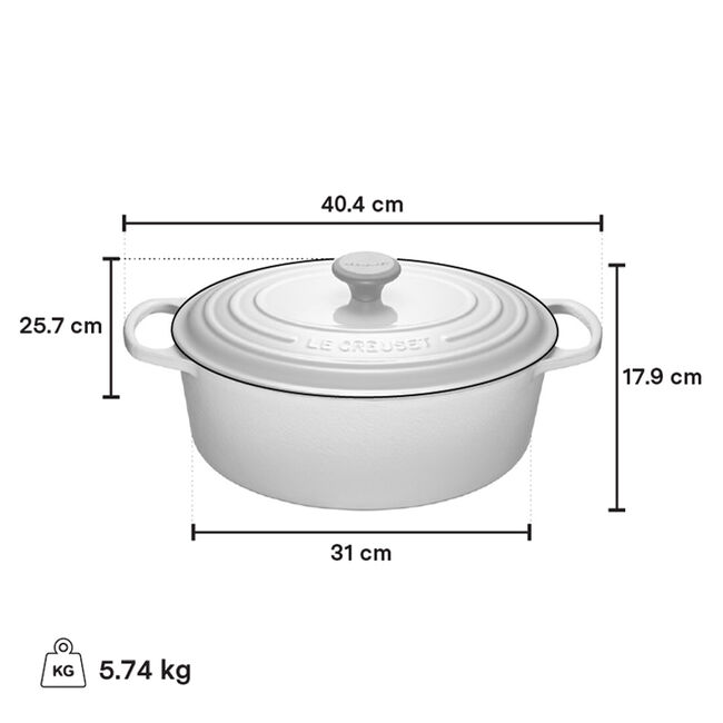 Le Creuset 6.3 Litre Oval Dutch Oven White