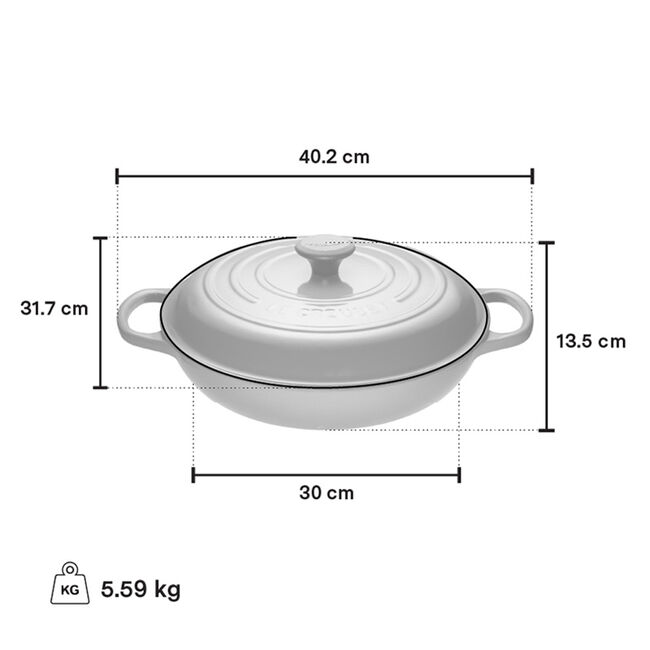 Le Creuset 3.5 Litre Braiser, White (21180030010041)