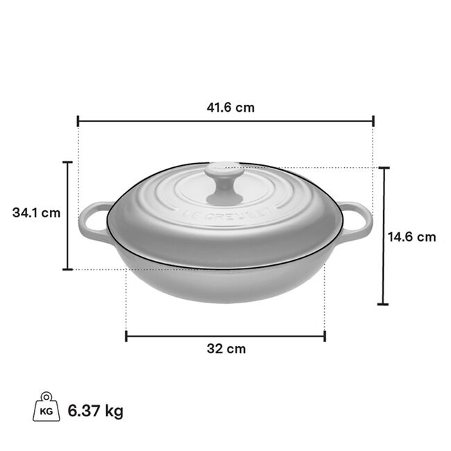 Le Creuset Braiser, Meringue, 4.7L