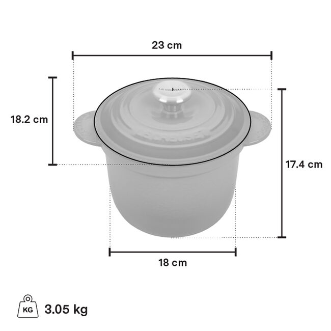 Le Creuset 2 Litre Enamelled Cast Iron Rice Pot, Shell Pink