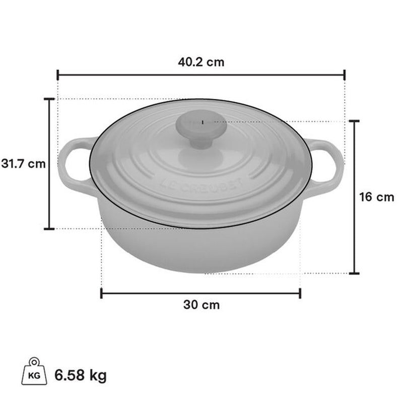 Le Creuset 6.2 Litre Shallow Round French Oven, Bleu Riviera