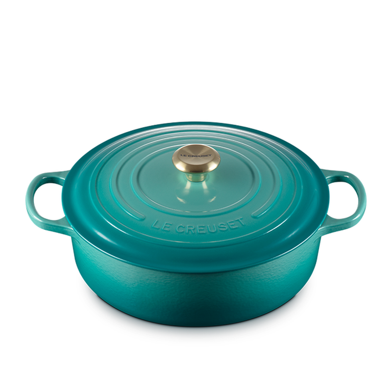 Le Creuset 6.2 Litre Shallow Round French Oven, Bleu Riviera