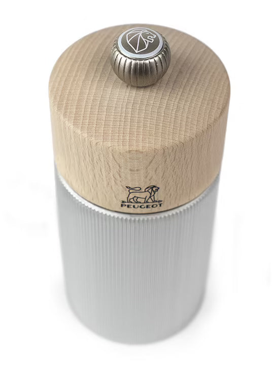 Peugeot Line 5” Salt Mill in Beachwood and Brushed Aluminum
