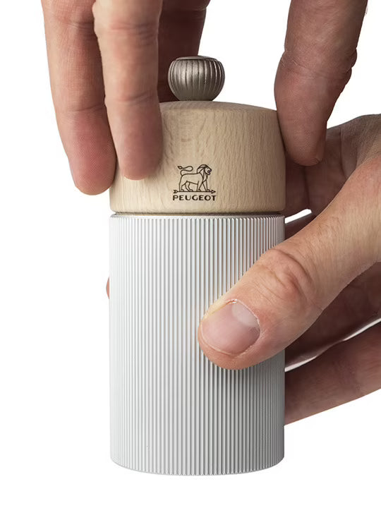 Peugeot Line 5” Salt Mill in Beachwood and Brushed Aluminum