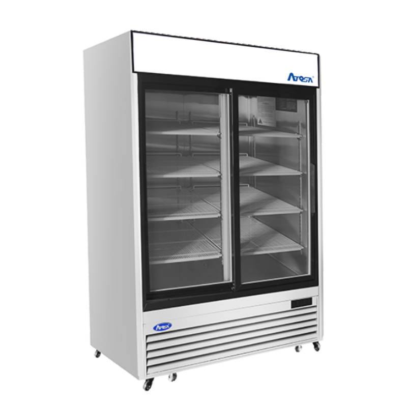 Atosa MCF8709GR 54" Merchandiser Refrigerator with 2 Glass Sliding Doors, Stainless Steel Exterior
