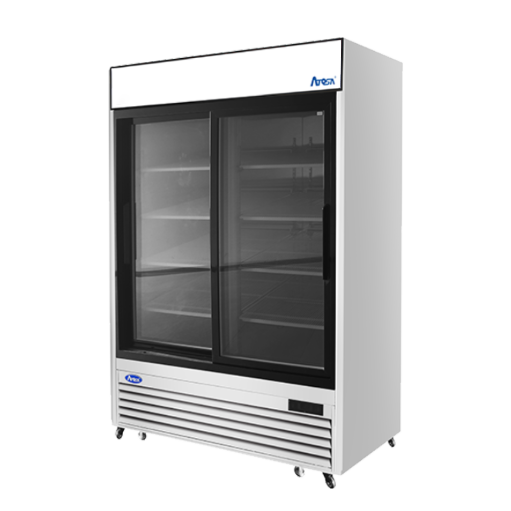 Atosa MCF8709GR 54" Merchandiser Refrigerator with 2 Glass Sliding Doors, Stainless Steel Exterior