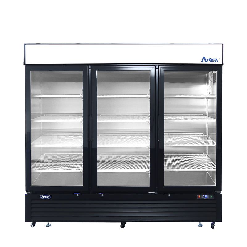 Atosa  MCF8724GR 81" Merchandiser Refrigerator with 3 Glass Swing Doors, Black Exterior
