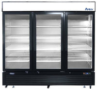 Atosa MCF8728GR 82" Merchandiser Freezer with 3 Glass Swing Doors, Black Exterior