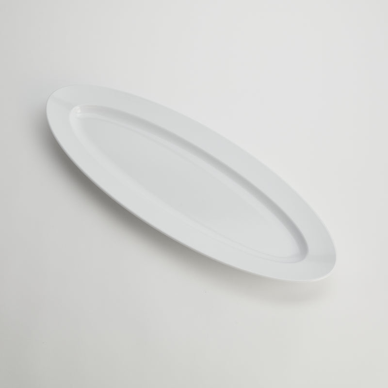 American Metalcraft Endurance 24" x 9" Oval Melamine Boat Platter, White, 12 /Case