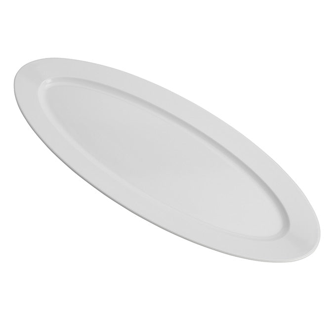 American Metalcraft 28" x 11.25" Oval Melamine Boat Platter, White