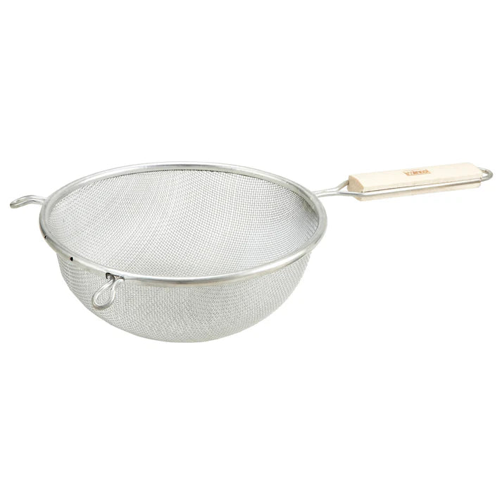 Winco 8" Medium Mesh Strainer, Wood Handle