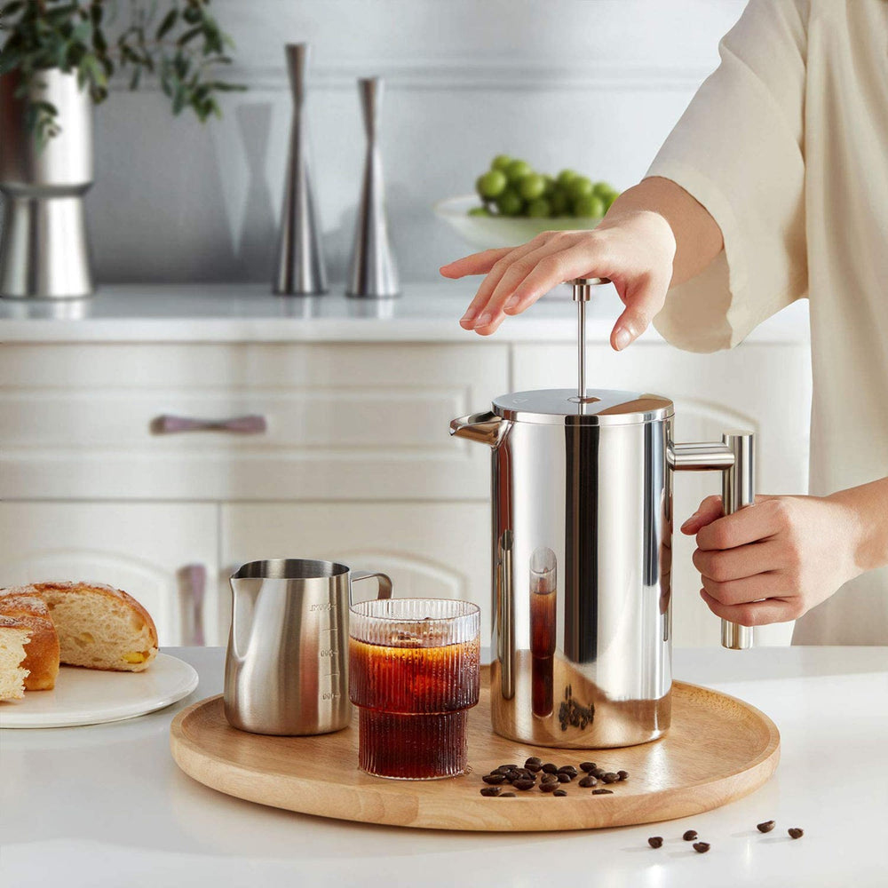 Minimal 1 Litre French Press, Stainless Steel