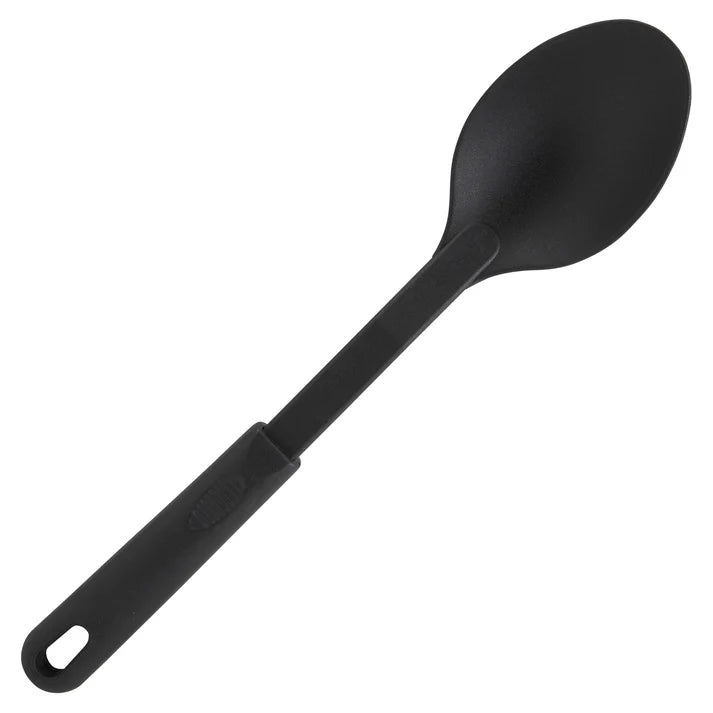 Winco 12" Solid Serving Spoon Black Heat Resistant to 410°F