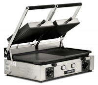 Trento Elite Series 10" x 19" Double Panini Grill Grooved Top & Half Grooved and Smooth Bottom 220V