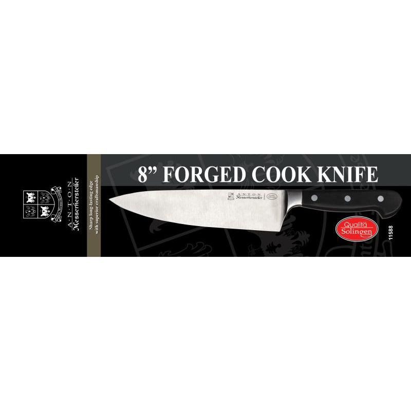 Nella Anton 8" Forged Cook Knife, Black Handle
