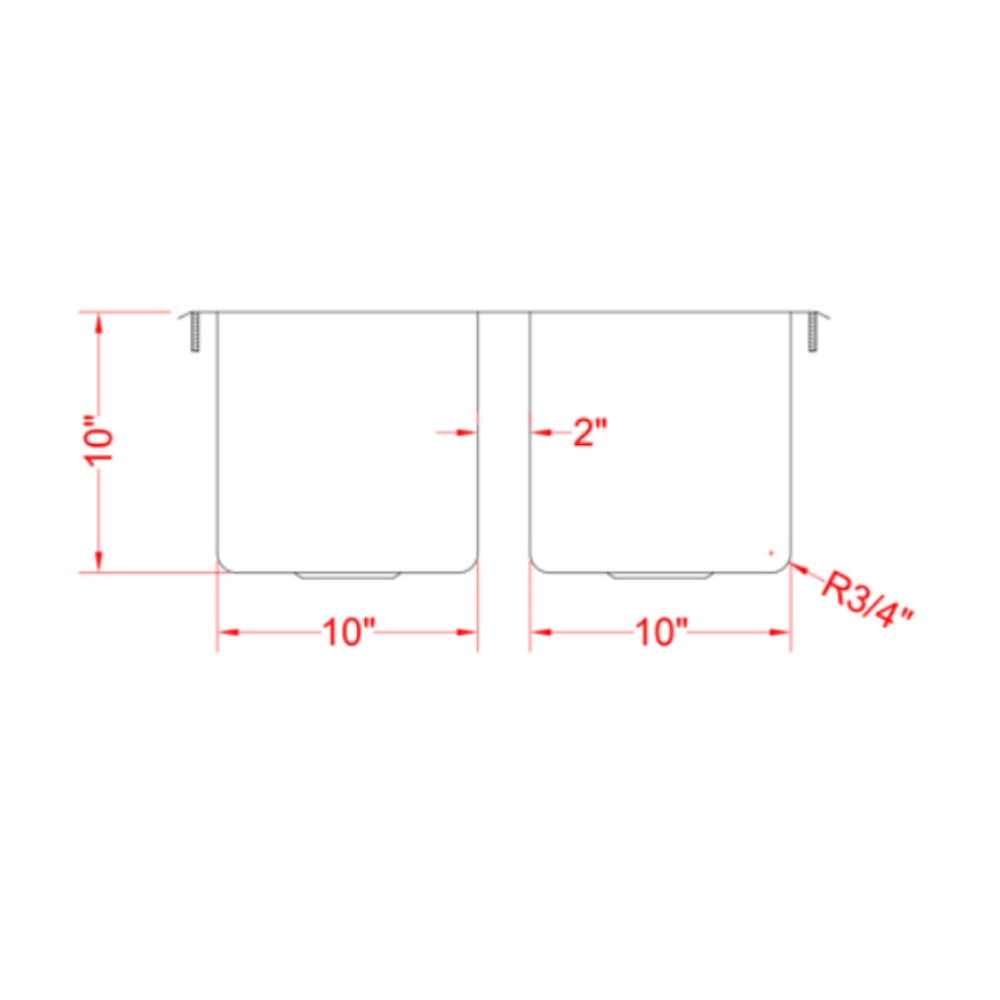 Nella Two Tub Drop in Sink 10" x 14" x 10" with Flat Top