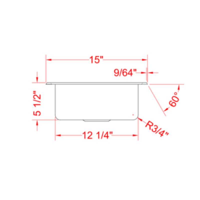 Nella One Tub Drop in Sink 12.5" x 10.25" x 5.5" with Self-Rimmed Edge