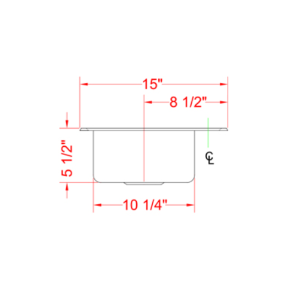 Nella One Tub Drop in Sink 12.5" x 10.25" x 5.5" with Self-Rimmed Edge