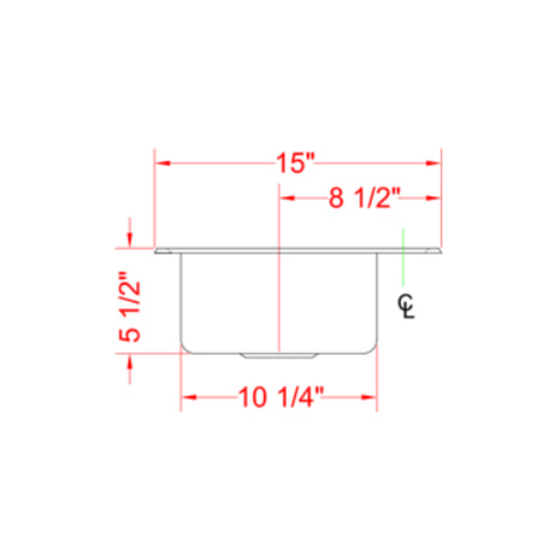 Nella One Tub Drop in Sink 12.5" x 10.25" x 5.5" with Self-Rimmed Edge