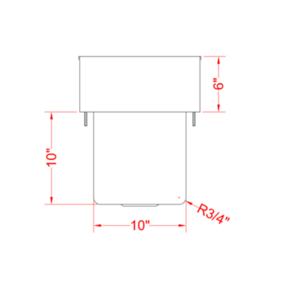 Nella One Tub Drop In Sink 10" x 14" x 10" with 6" Left-Back-Right Splash