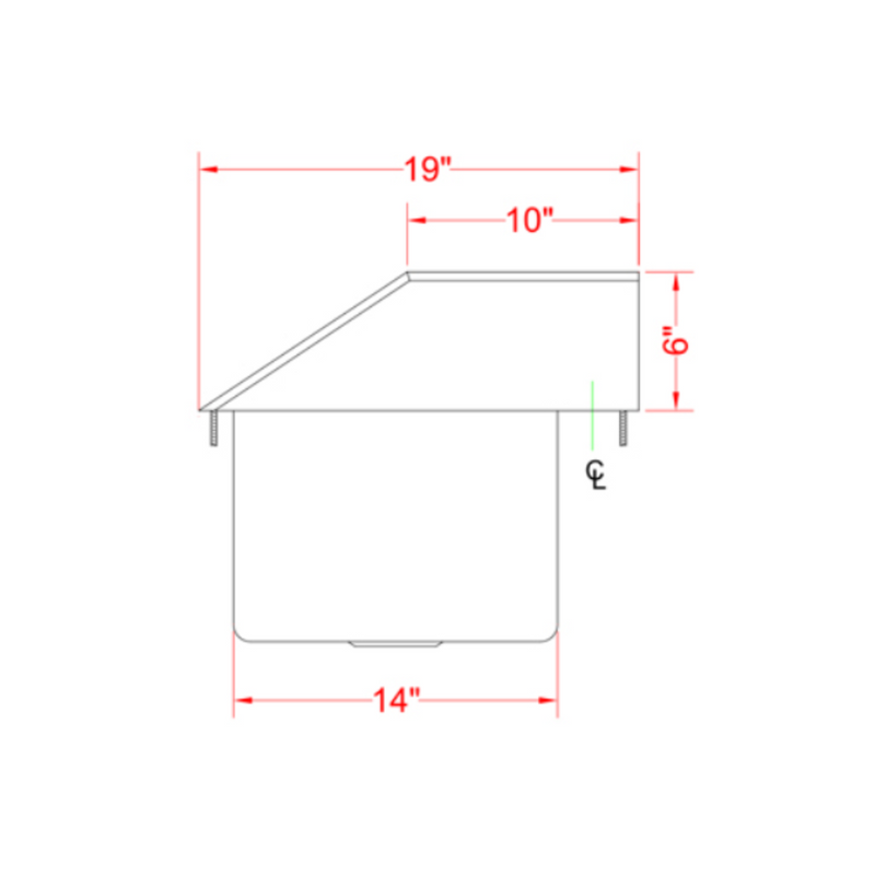 Nella One Tub Drop In Sink 10" x 14" x 10" with 6" Left-Back-Right Splash