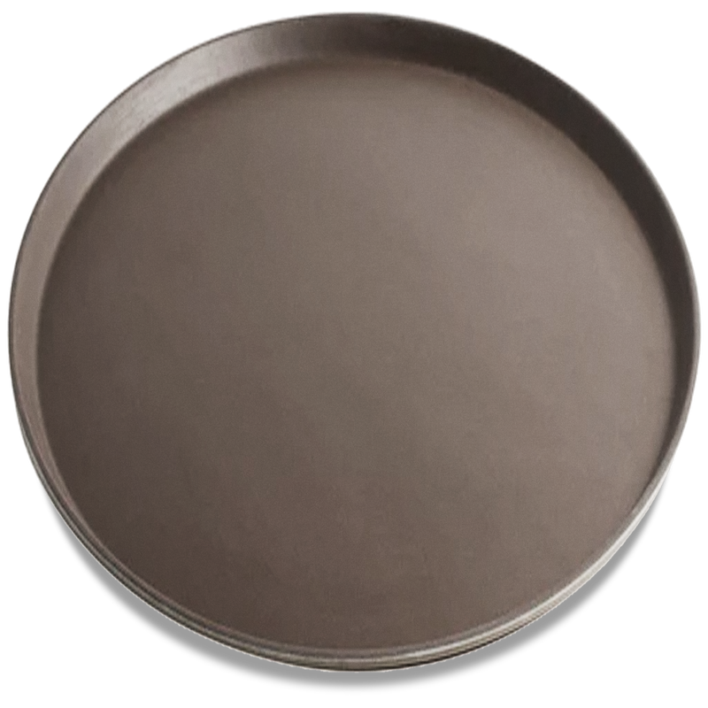 Nella 14" Round Serving Tray with Non Skid Surface, Brown