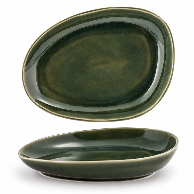 Front Of The House Kiln 8" x 6" Oval Plate, Leek 12 /Case