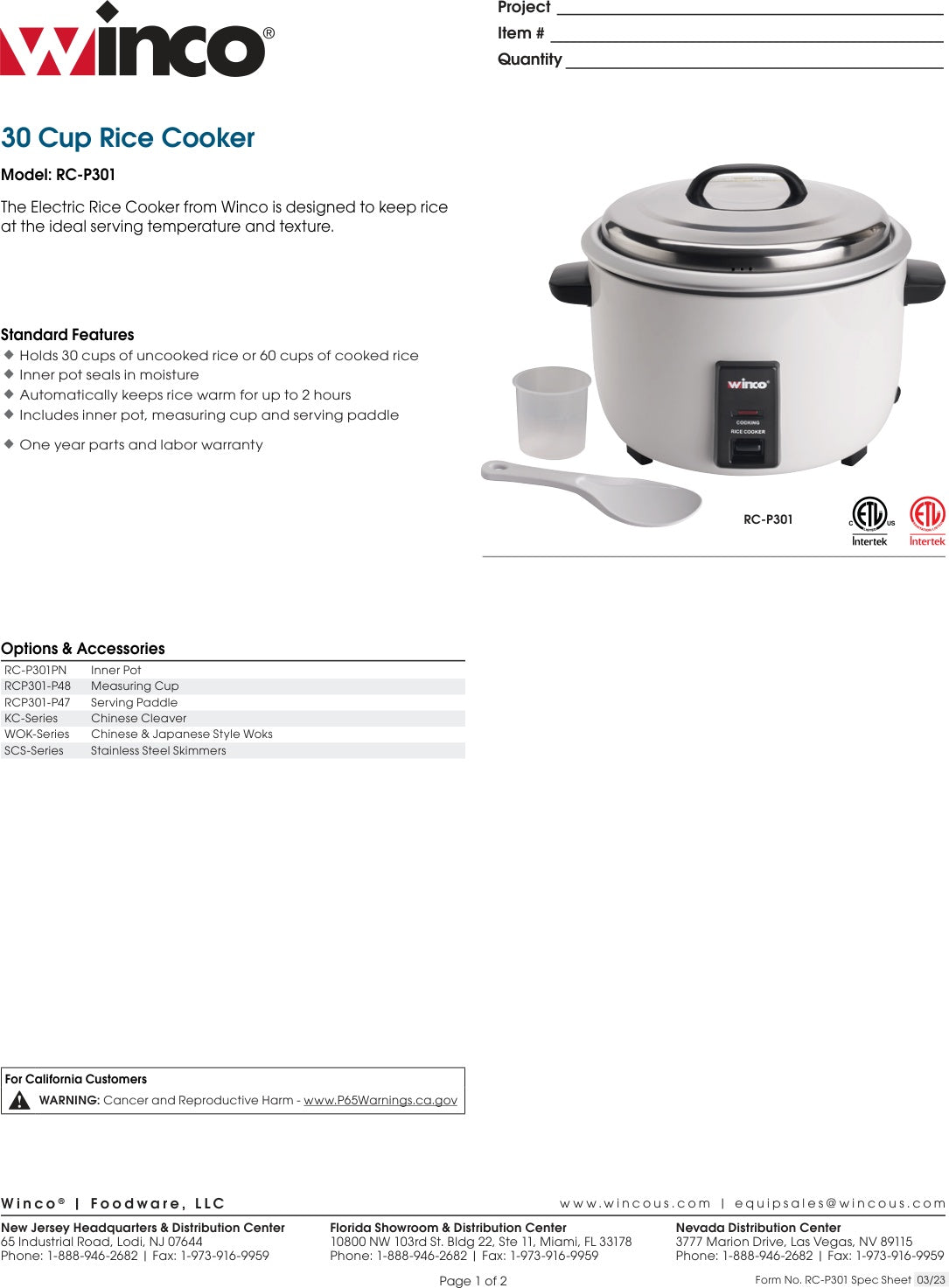 Spec Sheet