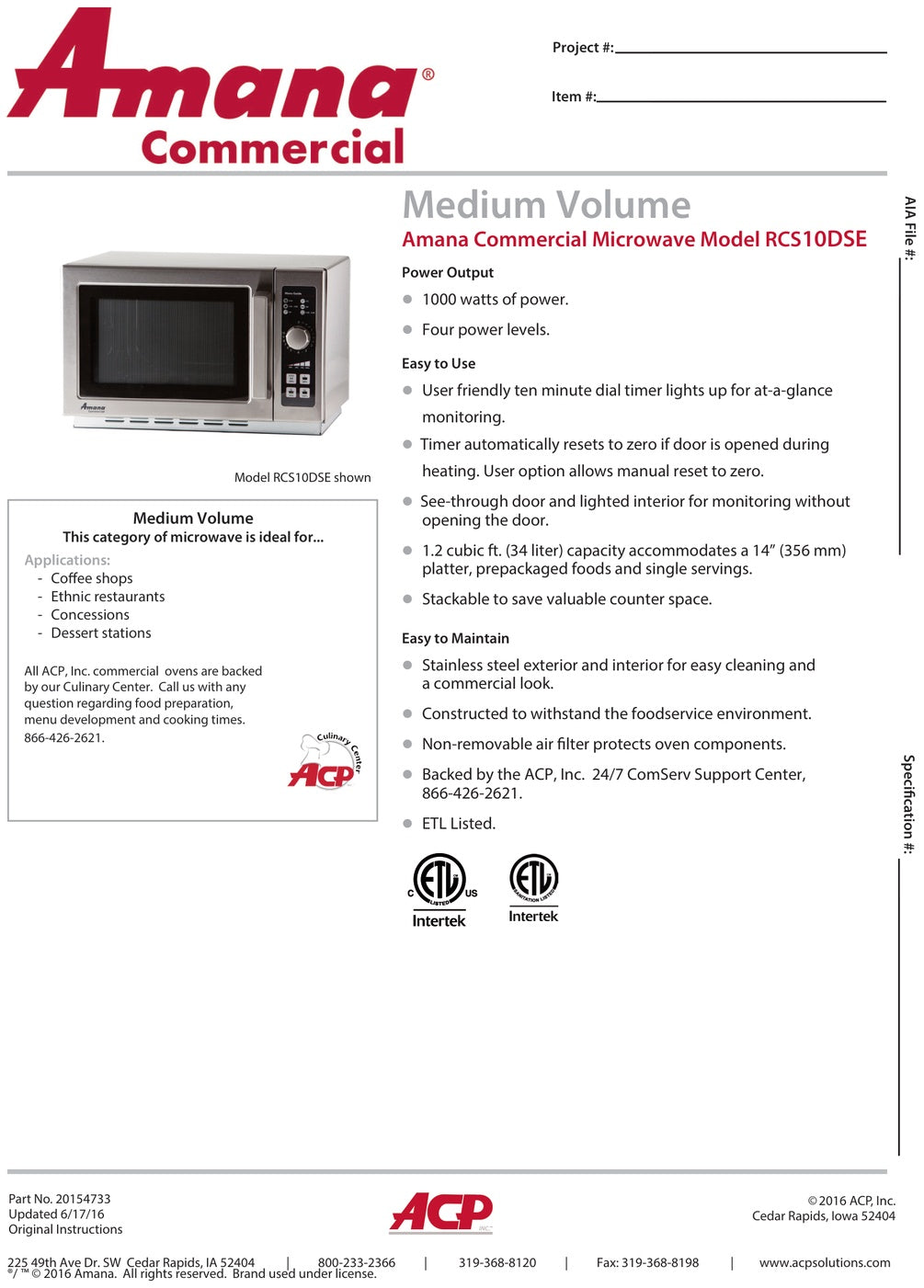 Spec Sheet