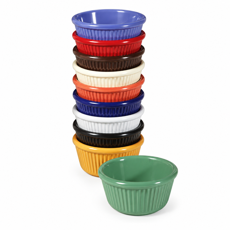 G.E.T. 4 Oz Fluted Melamine Ramekin, Black 48 /Case