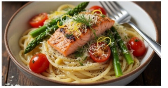 Creamy Lemon Garlic Salmon Pasta
