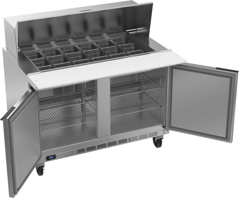 Beverage-Air 48" Sandwich / Salad 18 Pan Refrigerated Megatop Prep Table, 2 Doors