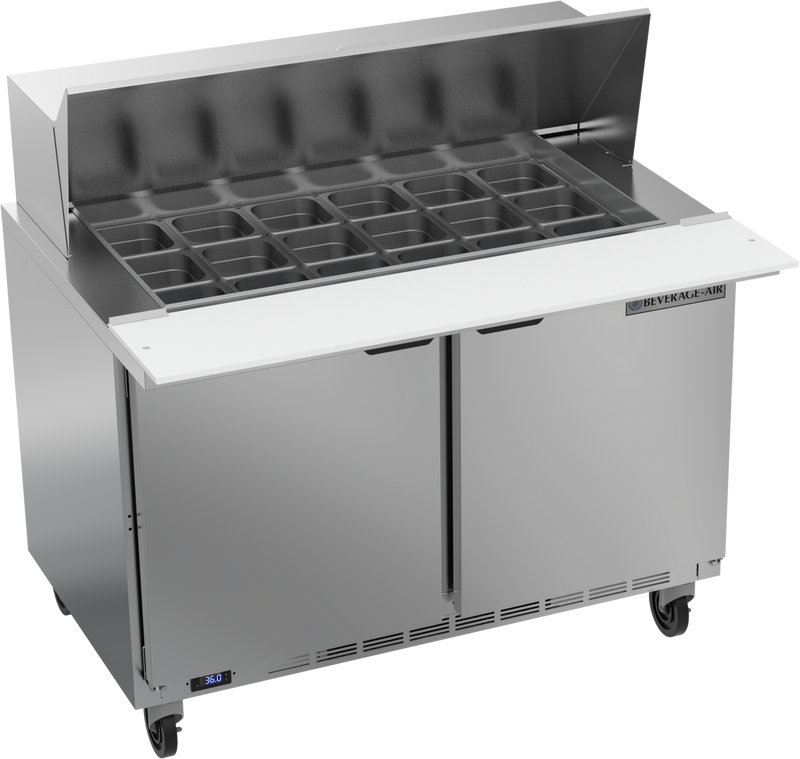 Beverage-Air 48" Sandwich / Salad 18 Pan Refrigerated Megatop Prep Table, 2 Doors