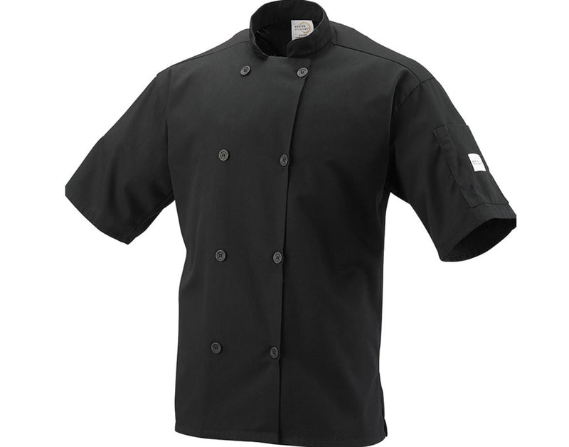 Mercer Culinary Short Sleeve Chef Jacket with Full Mesh Back, Black, Large