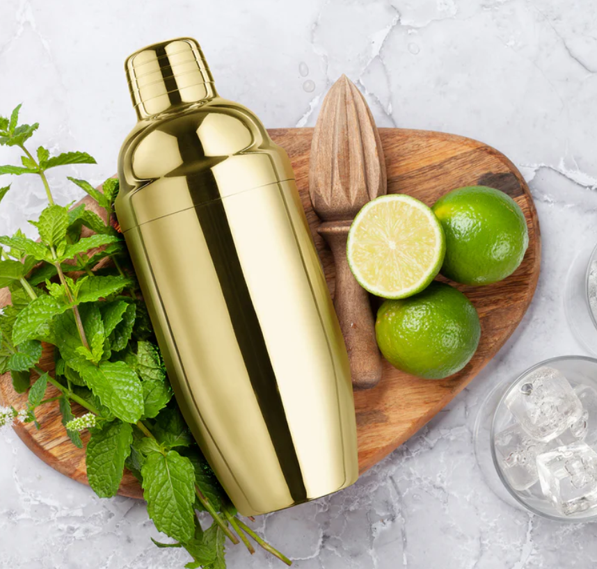Final Touch  Double-Wall Stainless Steel Cocktail Shaker - Brass