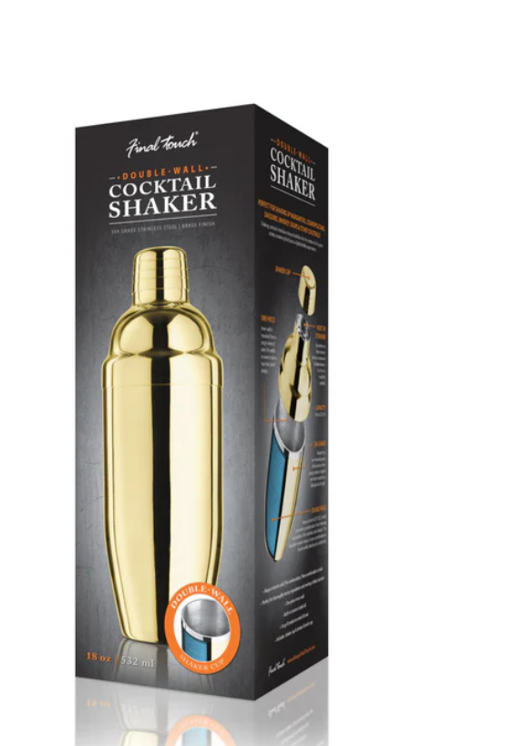 Final Touch  Double-Wall Stainless Steel Cocktail Shaker - Brass