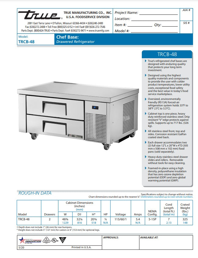 True Chef Base True TRCB-48 48
