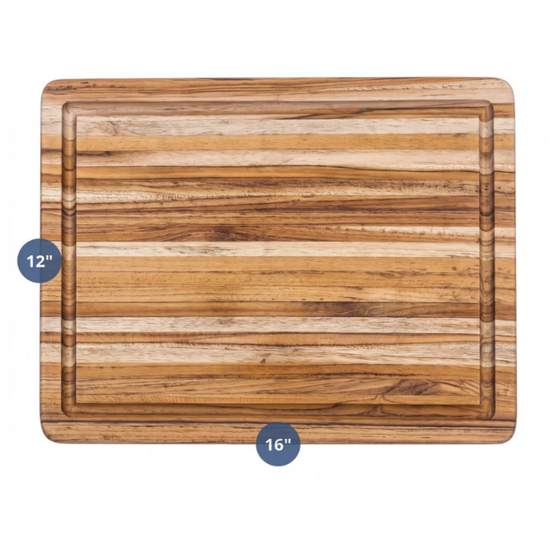 Teakhaus 16" x 12" x 1.5" Traditional Teakwood Carving Board with Juice Canal