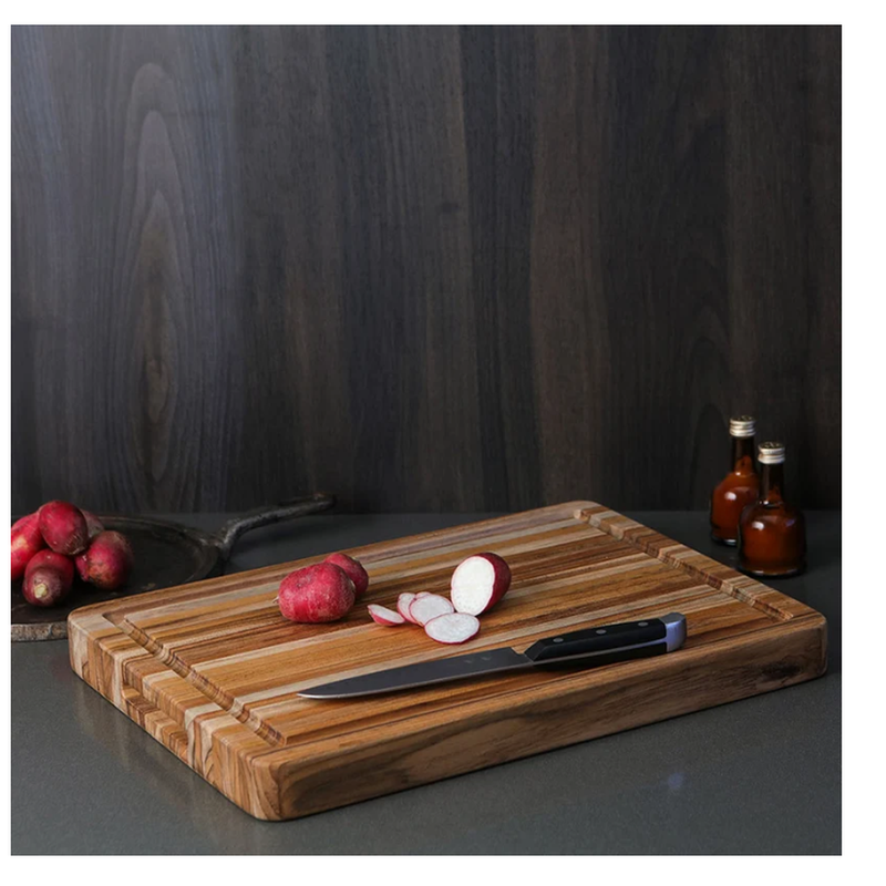 Teakhaus 16" x 12" x 1.5" Traditional Teakwood Carving Board with Juice Canal