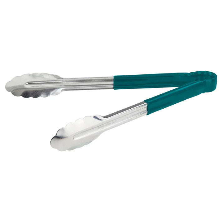 Winco 12" Tongs with Green Handle