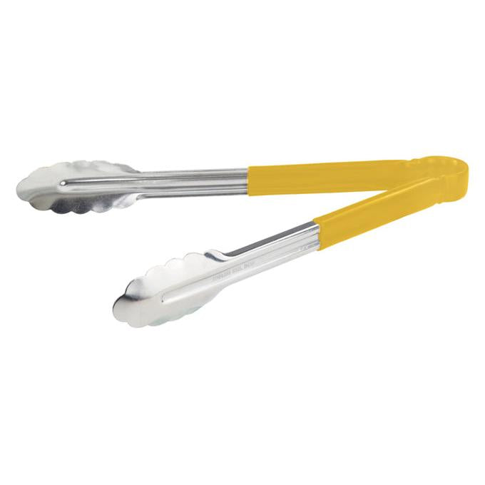 Winco 12" Heavy Duty Tongs, Yellow Handle